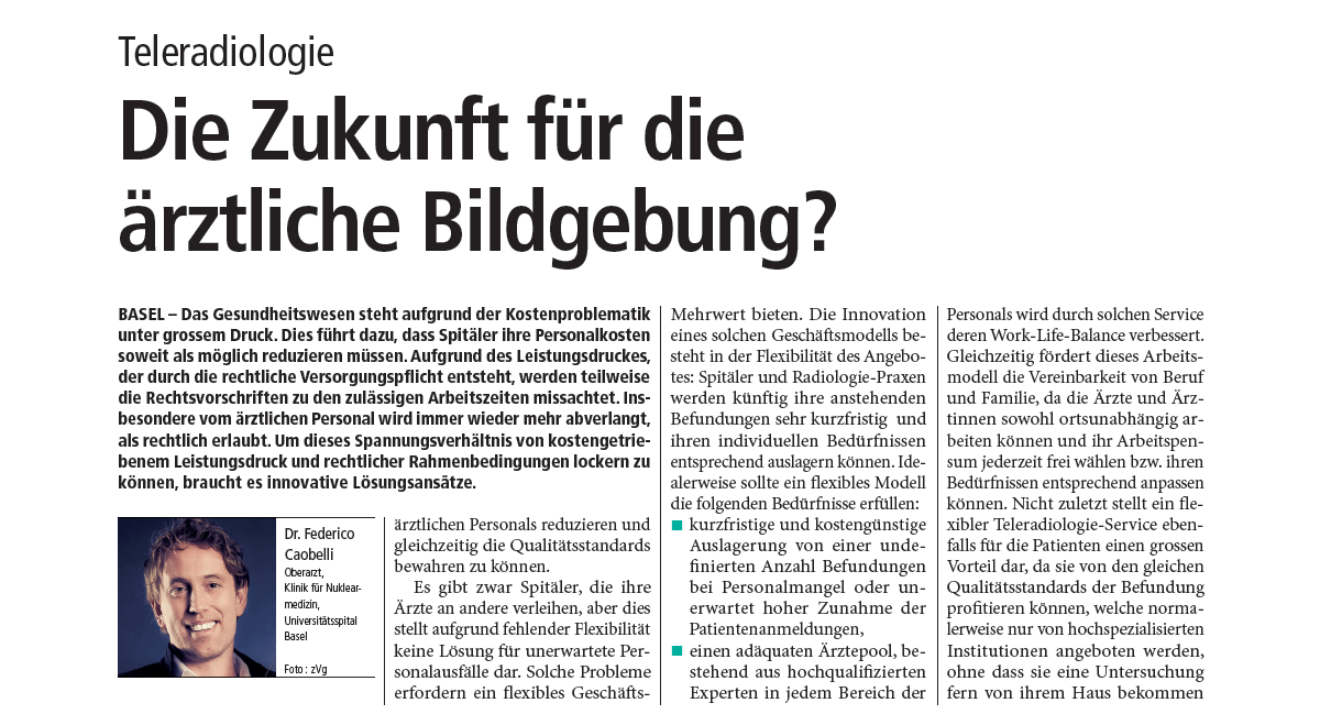 Read more about the article Startup im Bereich der «Teleradiologie»